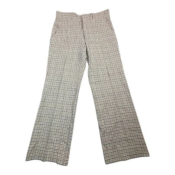 VTG Pendleton Wool Pants 32x29 60s 70s Beige Blue Plaid Check Trousers USA Made - Picture 1 of 16
